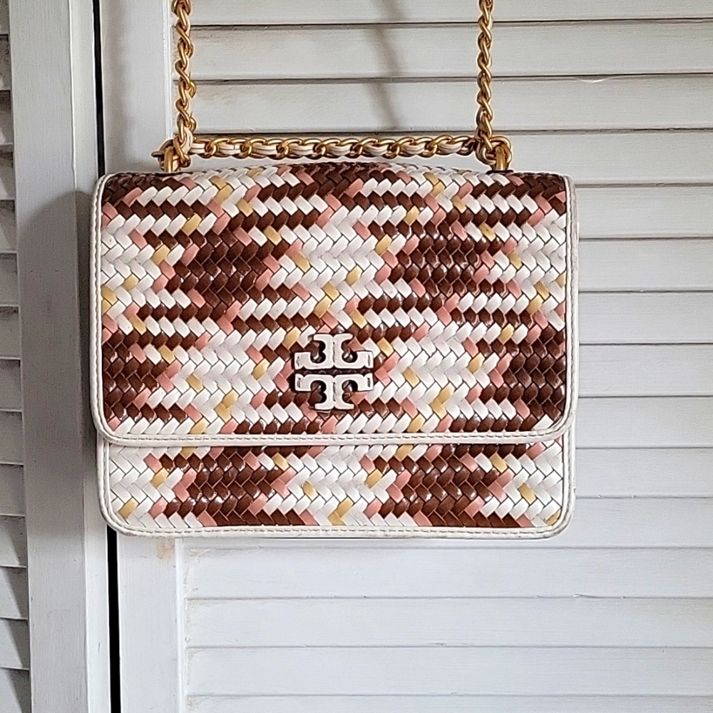 Tory Burch Britten Pink and Cream shoulder bag